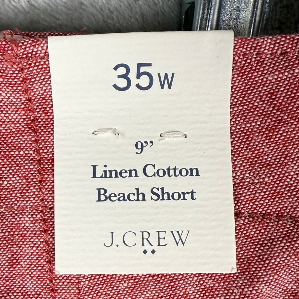 J Crewβ 35W Linen Cotton Beach Short Red Heathered Khaki Shorts Size NWT 35 - Picture 3 of 8